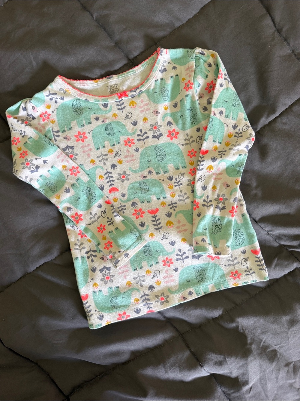 Carter's Mint Green Elephant Floral Long Sleeve Tee